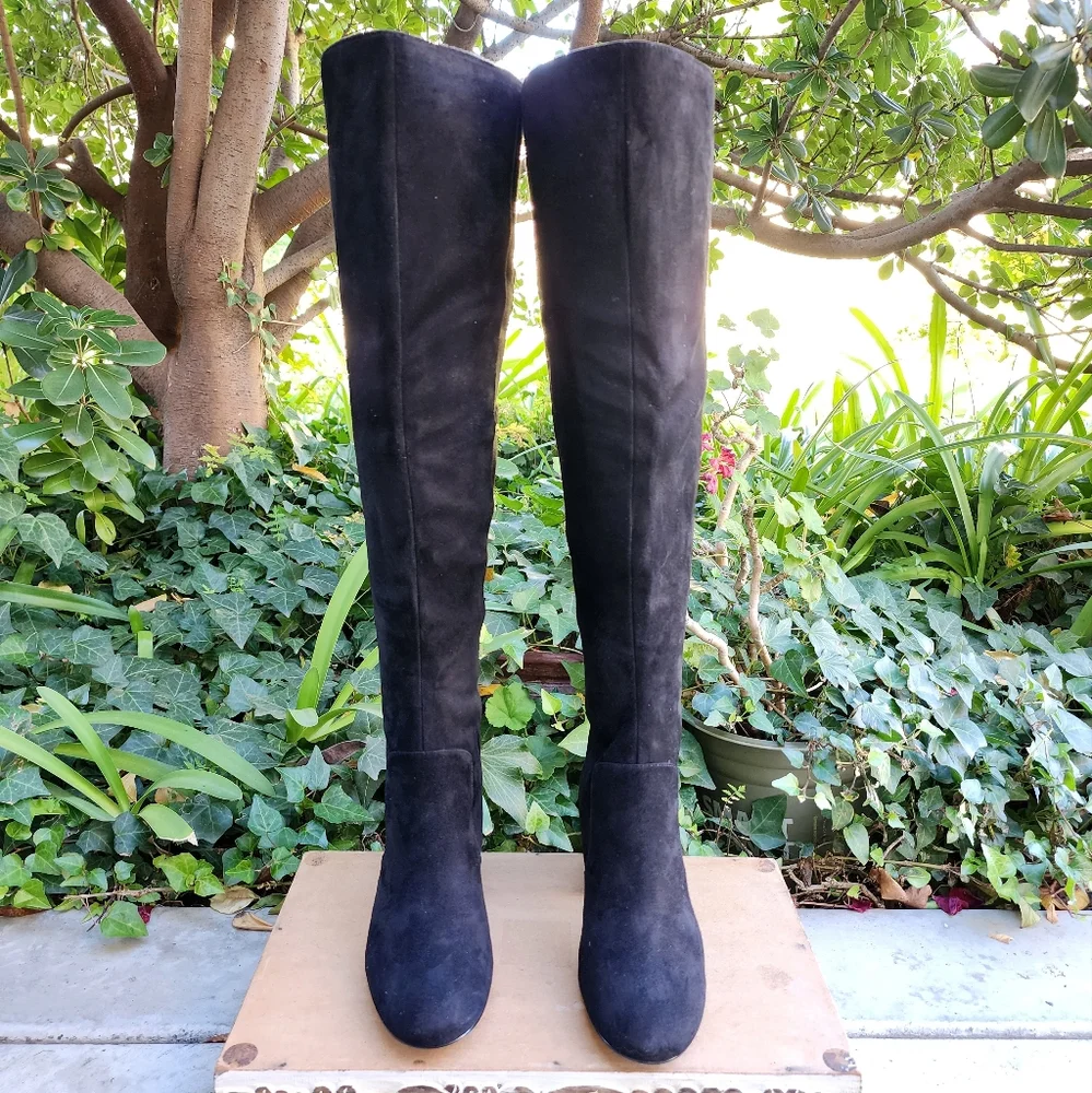 Chic Nine West Black Soft Suede OTK Boots